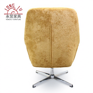 Fauteuil de détente moderne en tissu peluche doux capitonné avec base pivotante en métal, écologique pour le salon - Product Image 3