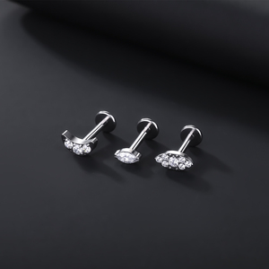 G23 titanio internamente roscado Luna CZ Labret Studs <span class=keywords><strong>labio</strong></span> <span class=keywords><strong>Piercing</strong></span> cartílago Tragus pendientes joyería superficie <span class=keywords><strong>Piercing</strong></span> - Product Image 6