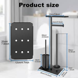<span class=keywords><strong>Portarotolo</strong></span> Verticale da Terra in Acciaio Inox con Bordo Sottile per Bagno con <span class=keywords><strong>Portascopino</strong></span> <span class=keywords><strong>e</strong></span> <span class=keywords><strong>Portarotolo</strong></span> - Product Image 4