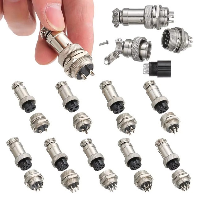GX16 Aviation Plug + Socket Cable Connector - 2 3 4 5 6 7 8 Pin Male / Female Converter 250V 3/5/7 AMP