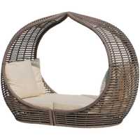 Chaise longue d'extérieur en rotin, style influenceur, inspirée du nordique, pour patio, jardin, bord de piscine, hôtel, balcon, en forme de nid, pour l'extérieur