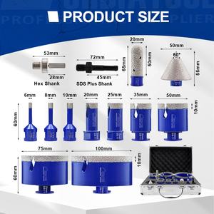 Lot de 13 forets diamantés brasés sous vide, fraises à chanfreiner et à biseauter pour le perçage de trous dans le granit, le marbre et la maçonnerie - Product Image 4