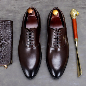 Men's Business Leather Shoes Low Top Lace Up Handcrafted Formal Shoes Top Grain Cowhide Luxury Designer Leather Shoes Stylish - Product Image 3