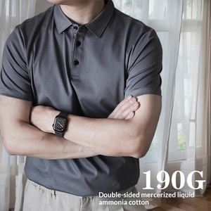 <span class=keywords><strong>Polo</strong></span> de Algodón Mercerizado con Amoníaco Líquido de Doble Cara Premium para Hombre, Camiseta Casual de Manga Corta de Algodón Pima para Hombre - Product Image 1