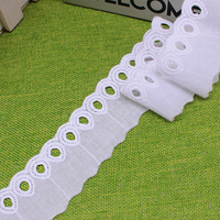 Dentelle en coton blanche à œillets de 3,5 cm, motif floral sexy, artisanat de haute qualité/vêtements/textile de décoration pour la maison, couture DIY