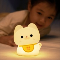 Veilleuse mignonne en forme de chat pour enfants, lampe LED tactile en silicone, rechargeable par USB, lampe de chevet pour tout-petits