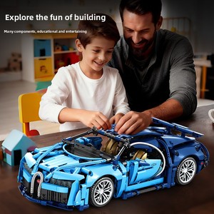 Nouveauté - Kit de modélisme DIY de difficulté élevée - Briques 1:14 - <span class=keywords><strong>Bugatti</strong></span> bleu - Édition dynamique - Ensemble de blocs de construction de voitures jouets pour enfants - Product Image 2