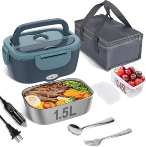 Portable 60W BPA Free Stainless Steel Electric <b>Lunch</b> <b>Box</b> 1.8L 2 <b>Compartments</b> Hot Food Warmer Heating Compatible - Product Image 1
