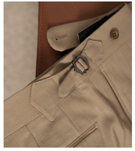 Mezcla gruesa 563G Vintage para hombre traje de soldado Sarga de <span class=keywords><strong>tres</strong></span> granos traje de doble botonadura hombre de negocios Casual Formal <span class=keywords><strong>pico</strong></span> traje de solapa - Product Image 5