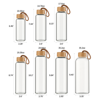 Logo personnalisé 16oz-34oz Bouteille à boire en verre de qualité alimentaire réutilisable tasse de style japonais bouteille d'eau en verre de voyage avec couvercle en bois corde