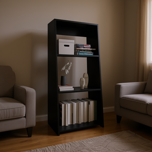 Libreria Nera 47 Pollici con 3 Ripiani, Mobile Moderno Minimalista per Soggiorno, Scaffale Autoportante in Legno per Organizzazione Domestica - Product Image 2