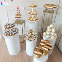 LEDA Lot de 5 Colonnes de Présentation Rondes pour Table de Desserts, Supports pour Gâteaux de Mariage, Anniversaire, Fête, Décoration d'Événements