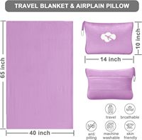 Manta de Viaje de Poliéster Suave y Ligera de Primera Calidad, Almohada 2 en 1, Funda de Almohada para Avión, Funda Compacta para Equipaje de Mano