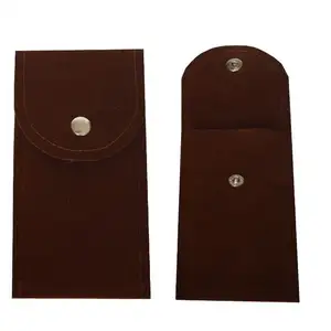 맞춤형 벨벳 스웨이드 봉투 보석 선물 카드 팔찌 가방 긴 짧은 스터드 파우치 자수 인쇄