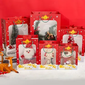 크리스마스 새해 포장 선물 골판지 종이 가방 창 인쇄 로고 사과 사탕 패키지 간식 선물 종이 가방