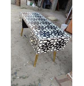 Table basse de style moderne à 2 tiroirs, extensible, incrustation d'os unique, finition forme personnalisée, table de nuit, meubles de maison décoratifs - Product Image 1