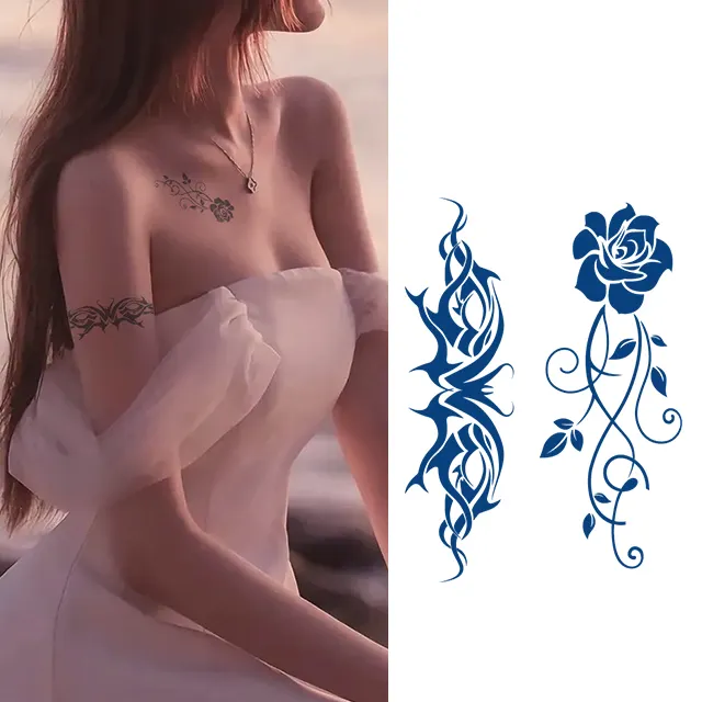 Tatouage personnalisé avec motif de fleurs, impression personnalisée, petits tatouages avec lettres Totem, vente en gros