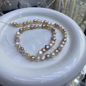 Perles d'eau douce baroques Keshi en gros, 6-7 mm, couleur bonbon, or, double face, légères, naturelles, matériaux faits à la main pour le bricolage - Product Image 2