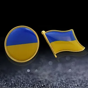 Bendera Ukraine Kustom Lembut & Keras Enamel Pin Kerah Kancing Ukraina Lencana Tambalan Ukraine