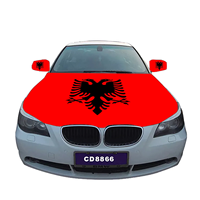 Livraison rapide, bannières personnalisées, 115x155cm, élastiques, pour capot moteur et rétroviseur, drapeau de voiture Albanie