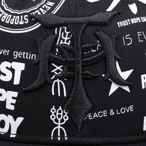 Hip Hop Trendy Cotton Embroidered Chinese <b>Flat</b> Hats 6 Panels Black White Printing Baseball <b>Cap</b> for Unisex Women <b>Men</b> - Product Image 6