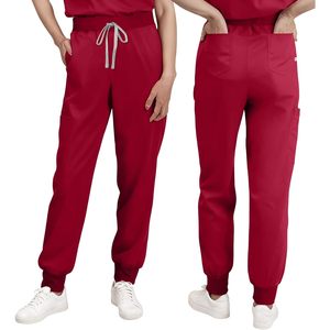 Pantalones Médicos Deportivos para Mujer FOXA, Rojos, Cintura Media, con Cordón, 6 Bolsillos, Uniformes de Hospital, Mezcla de Algodón, Tejido de Punto - Product Image 2