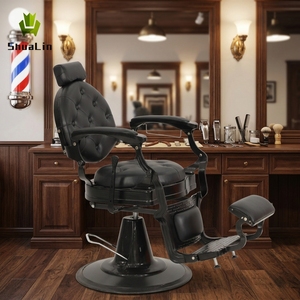 Fauteuil de Barbier de Luxe Personnalisé en <span class=keywords><strong>Cuir</strong></span> PU, Rotation à 360°, Hauteur Réglable, Pompe Hydraulique Robuste, Design Traditionnel, Spa - Product Image 1