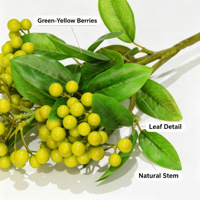Vente en gros de branches artificielles de baies rouges de 60 cm avec des feuilles vertes, branches artificielles pour la décoration de mariage, de la maison et de la table de Noël