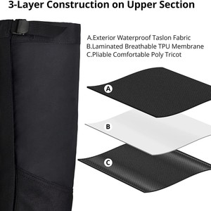 Polainas impermeables WOQI para senderismo, polainas transpirables de nailon para nieve, unisex con cremallera para hombres y mujeres, aventura al aire libre - Product Image 4