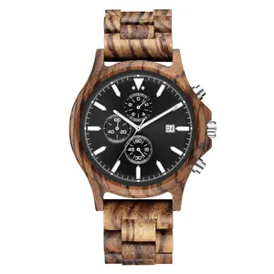 Dropshipping custom logo private label luxury timepieces chronograph men wood watch wooden watches