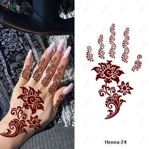 40 tipos de tatuaje de Henna granate pegatina estilo indio patrón de encaje tatuajes rojos Sexy marrón Mandala tatuaje temporal de Henna