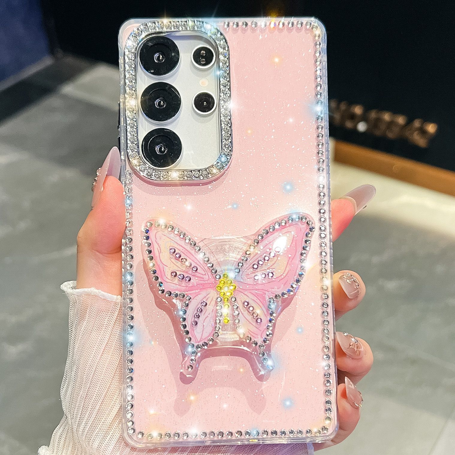 Staffa a farfalla con diamante flash in polvere leggera