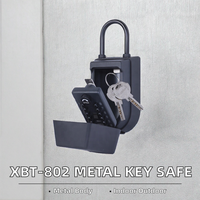Boîte à clés portable noire en alliage d'aluminium avec verrouillage par bouton-poussoir et protection RFID contre le signal de clé de voiture