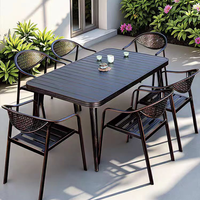 Ensemble de meubles de jardin en aluminium moderne, tables et chaises, imperméables, pour cour, jardin, repas en plein air, barbecue, fête de famille