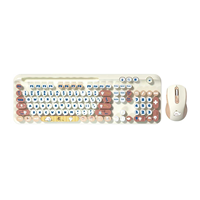 Keyboard dan Mouse Keyboard 108 tombol, Kombo Retro tanpa kabel kantor 2.4G mesin tik nirkabel Keyboard dan Mouse warna-warni