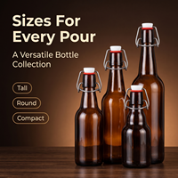 Bouteille en verre à ouverture rabattable 1 litre / 33 fl.oz Bouteille de brassage à bouchon basculant oz avec bouchon pour boissons, vinaigre, kombucha, bière, eau, soda