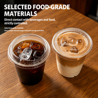 Gobelets en plastique transparent PET de 98 mm, 360-700 ml, jetables, avec options de couvercles, pour jus, lait, thé, café, emballage