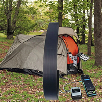 Panneau solaire ETFE monocristallin noir intégral en forme de bande étroite, mince, 12W 18V, enroulable, semi-flexible, Sunfield SFED-F12M 20%