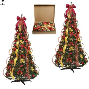 伸縮式クリスマスツリーPE/PVC素材格納式クリスマスツリー屋内パーティーに簡単に設置