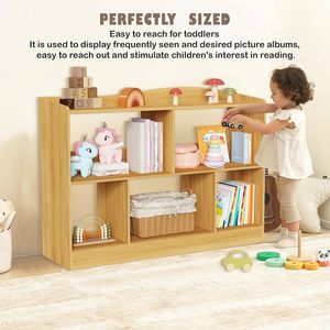 Estantería de Madera Moderna <span class=keywords><strong>Montessori</strong></span> de 5 Secciones, Mueble de Almacenamiento de Juguetes para Niños, Ahorro de Espacio, Resistente, para Aula o Sala de Juegos - Product Image 3