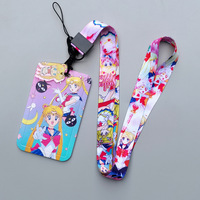 Porta Tarjetas de Autobús con Diseño de Anime, Cordón de Poliéster para Teléfono, Porta Identificación Laboral, Porta Tarjetas de Comedor, Diseño de Sailor Moon
