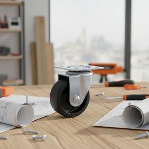 Moderne 1,5 Zoll PP-Schwenkrollen mit Plattenmontage und Bremse für Lager, Wohnzimmer, Küche, Holzmöbel und Wagen - Product Image 3