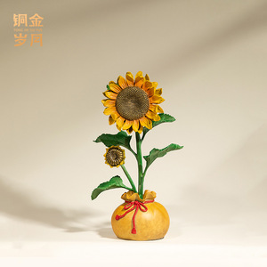 Caja de Ahorros de Metal con Diseño de Girasol, Adorno de Latón, Artesanía en Cobre, Decoración para el Hogar, Regalo - Product Image 5