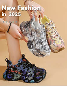 Zapatillas de deporte brillantes con diamantes de imitación para papá, calzado ostentoso reflectante, zapatos de fiesta de noche para mujer, zapatillas de suela gruesa de tamaño personalizado para mujer - Product Image 2