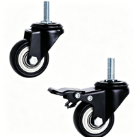 Roulettes doubles 38 mm en PVC souple avec axe central et frein à pédale, protection du sol, fonctionnement silencieux pour armoire serveur