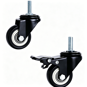 Dual Wheel Caster 38mm Soft Pvc Hollow Kingpin With Pedal Brake <b>Floor</b> Protecting Silent Running For Server Cabinet - Product Image 2