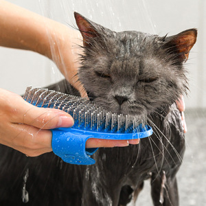 Brosse de toilettage pour animaux Meianju, forme arc en TPR, aiguilles en acier avec points de protection en HTPe pour chiens à poils courts - Product Image 4