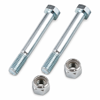 Set Baut dan Mur Hex 1/2"-13 UNC, Kit Pengikat Baja Karbon Berlapis Seng Tugas Berat untuk Perangkat Keras Pemasangan Roda Caster