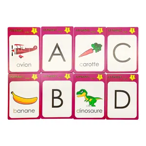 متاح بالجملة بـ 26 حرفًا لتعليم اللغة الإنجليزية ، طباعة تعليمية مخصصة ، بطاقات فلاش بأحرف ABC للأطفال