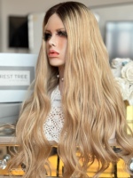 Perruque juive SHY Lace Front Top en cheveux humains vierges bruts blonds, ondulations naturelles, confortable pour un usage quotidien, OEM ODM